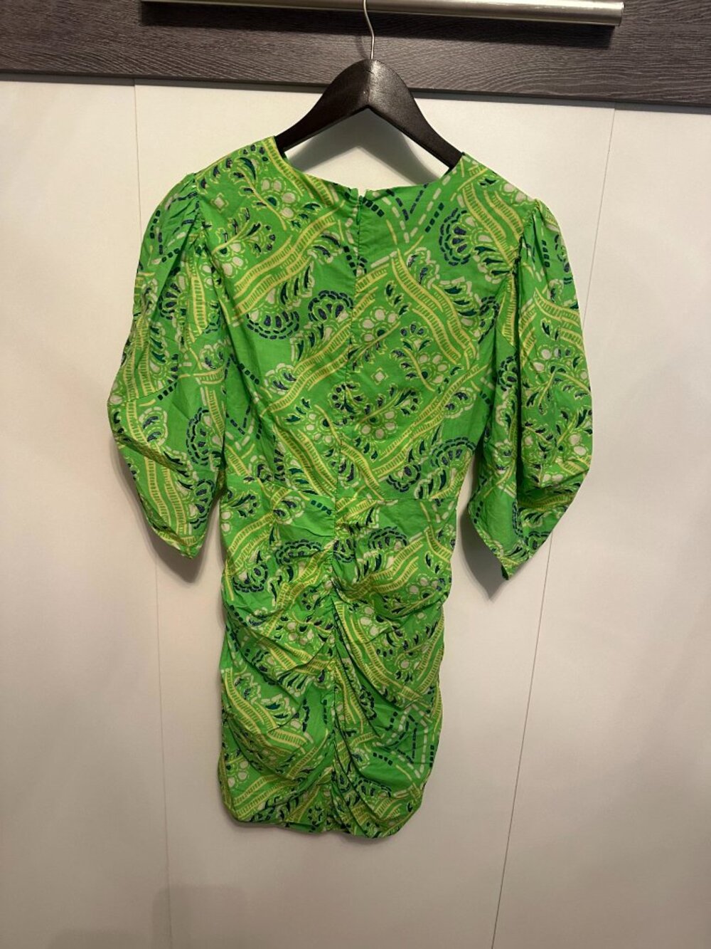Rhode Isla Ruched Cotton Cut Out Mini Dress Size 2 Printed Ruffle - Picture 3 of 5
